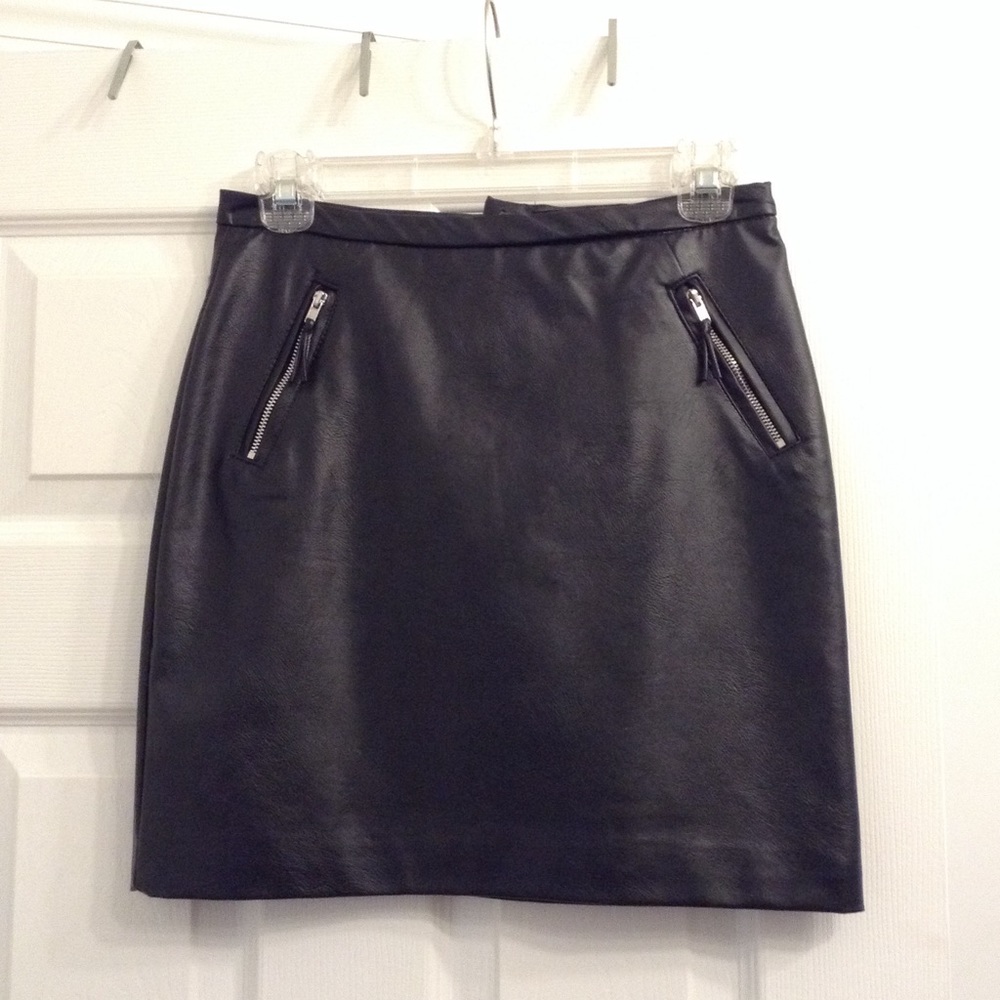 Black faux leather skirt